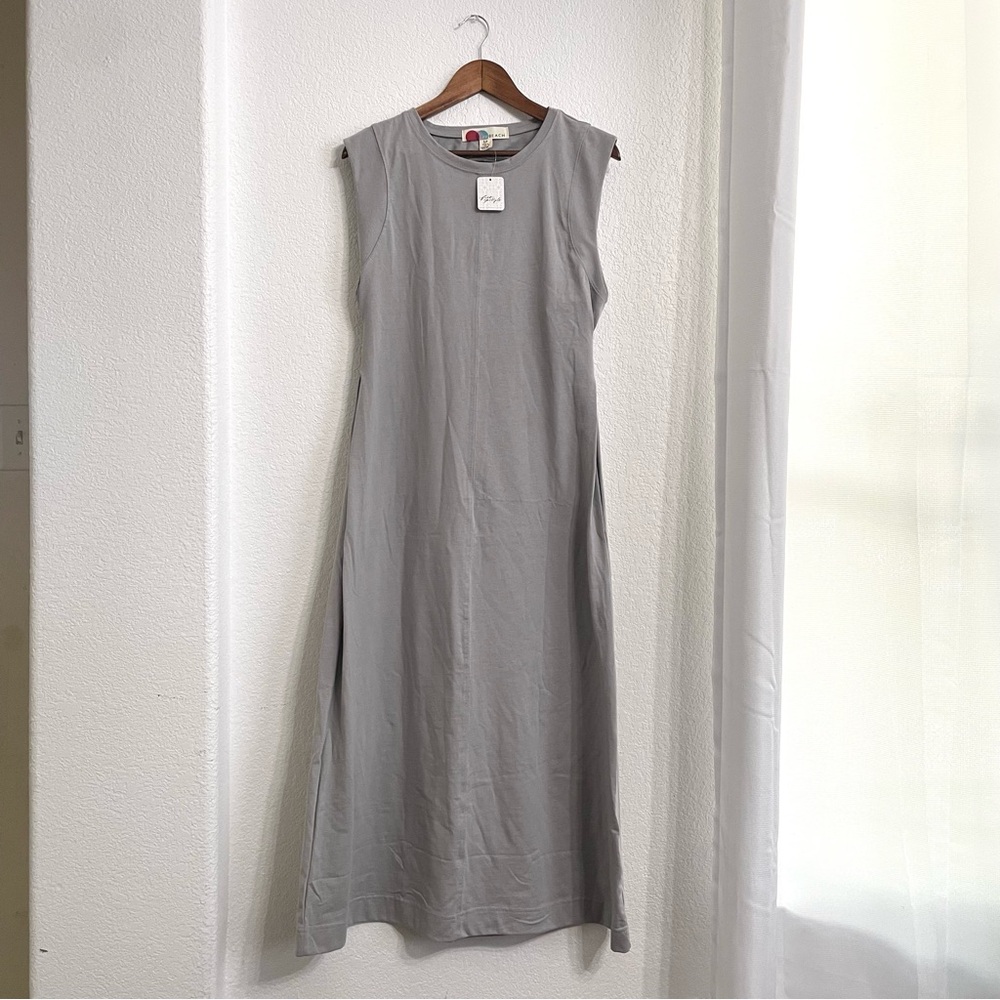 FP Beach Free People Womens Dress Gray Grey Maxi Cut Out Back Cotton Size Small